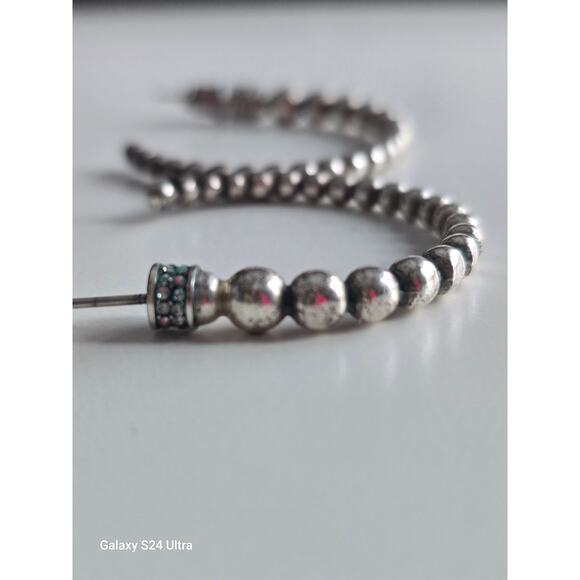 Brighton Crystal Silver Tone Ball Hoop Pierced Earrings - Picture 4 of 7